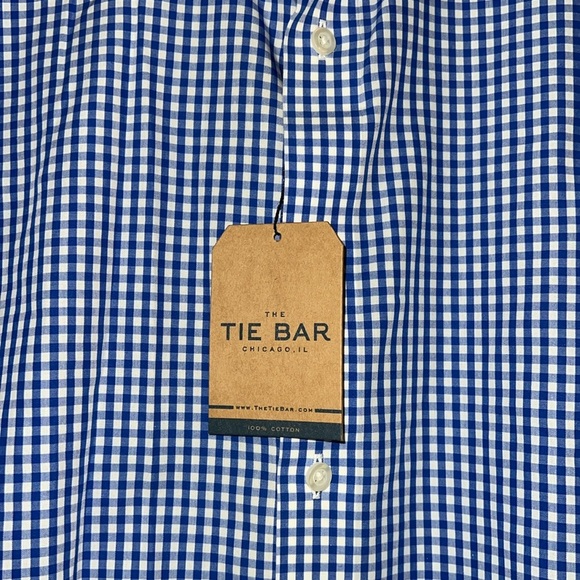 NWT The Tie Bar Blue Gingham Dress Shirt - Picture 2 of 6